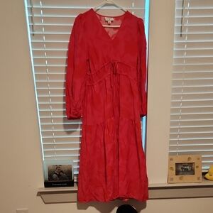 Elegant Red Long Sleeve Dress